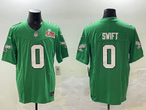 Men's Philadelphia Eagles #0 Swift Green 2025 Super Bowl LIX Patch Vapor Jersey
