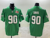 Men's Philadelphia Eagles #90 Davis Green 2025 Super Bowl LIX Patch Vapor Jersey