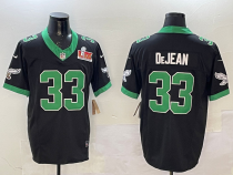 Men's Philadelphia Eagles #33 Cooper DeJean Black 2025 Super Bowl LIX Patch Vapor Jersey