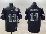 Men's Philadelphia Eagles #11 A. J. Brown Black 2025 Super Bowl LIX Patch Fashion Vapor Jersey