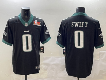 Men's Philadelphia Eagles #0 Swift Black 2025 Super Bowl LIX Patch Vapor Jersey