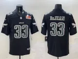 Men's Philadelphia Eagles #33 Cooper DeJean Black 2025 Super Bowl LIX Patch Fashion Vapor Jersey