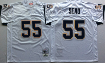 NFL San Diego Chargers Blue #55 Seau White Throwback Jersey