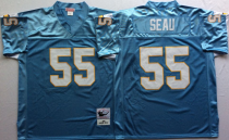 NFL San Diego Chargers Blue #55 Seau Light Blue Throwback Jersey