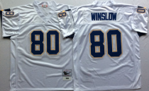 NFL San Diego Chargers Blue #80 Winslow White Throwback Jersey