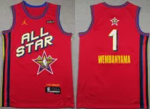 Men's San Antonio Spurs #1 Victor Wembanyama Red 2025 NBA All-Star Swingman Stitched Jersey