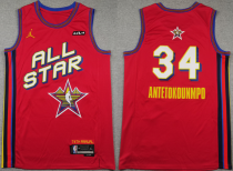 Men's Milwaukee Bucks #34 Giannis Antetokounmpo Red 2025 NBA All-Star Swingman Stitched Jersey
