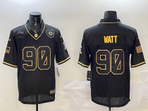 Men's Pittsburgh Steelers #90 T. J. Watt Black/Gold Salute To Service Limited Jersey
