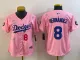 Women MLB Los Angeles Dodgers #8 Kiké Hernández Pink 2025 Tokyo Series Limited Stitched Jersey