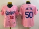 Women Los Angeles Dodgers #50 Betts Pink 2025 Tokyo Series Limited Stitched Jersey