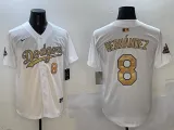 Men's Los Angeles Dodgers #8 Enrique Hernández White 2025 Gold Collection Limited Stitched Jersey
