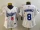 Women Los Angeles Dodgers #8 Kiké Hernández White 2025 Tokyo Series Limited Stitched Jersey