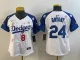 Women Los Angeles Dodgers Front #8 Back #24 Kobe Bryant White/Royal 2025 Tokyo Series Limited Stitched Jersey