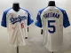 Men's Los Angeles Dodgers #5 Freddie Freeman White/Royal 2025 Tokyo Series Limited Stitched Jersey