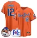 Men's New York Mets #12 Francisco Lindor Orange 2025 Spring Training Stitched Jersey
