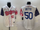 Men's Los Angeles Dodgers #50 Mookie Betts Ohtani  White Limited Stitched Jersey