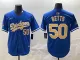 Men's Los Angeles Dodgers #50 Mookie Betts Royal 2025 Gold Collection Limited Stitched Jersey