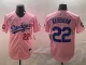 Men's Los Angeles Dodgers #22 Clayton Kershaw Pink 2025 Tokyo Series Limited Stitched Jersey