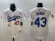 Men's Los Angeles Dodgers #43 Anthony Banda White/Royal 2025 Tokyo Series Limited Stitched Jersey