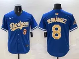 Men's Los Angeles Dodgers #8 Enrique Hernández Royal 2025 Gold Collection Limited Stitched Jersey