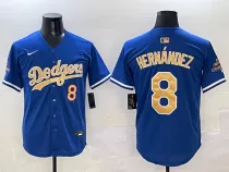 Men's Los Angeles Dodgers #8 Enrique Hernández Royal 2025 Gold Collection Limited Stitched Jersey