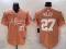 Men's Atlanta Braves #27 Austin Riley Peach 2024 Atliens & Peach With Outkast Patch Vapor Jersey