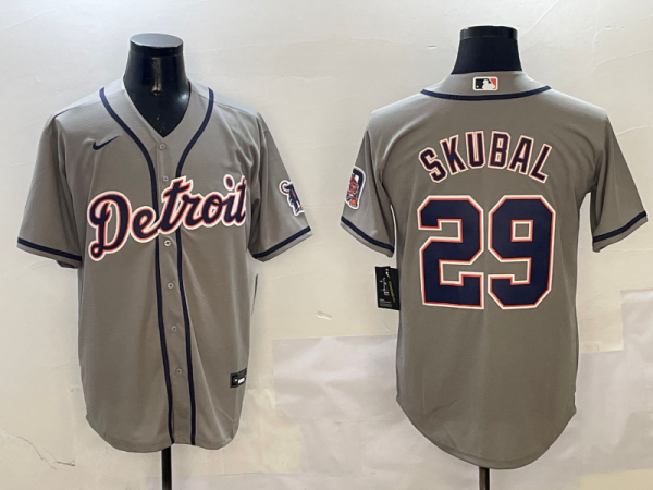 Men's Detroit Tigers #29 Tarik Skubal Grey Nike Game Stitched Jersey