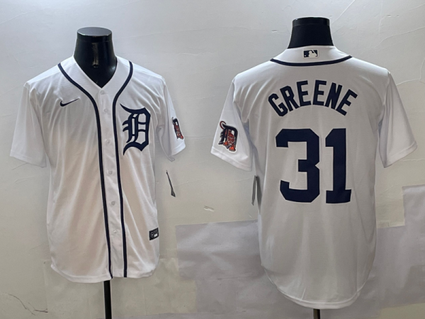 Men's Detroit Tigers #31 Riley Greene White Nike Game Stitched Jersey