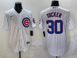 Men's Chicago Cubs #30 Tucker White Cool Base Stitched Baseball Jersey