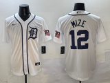 Men's Detroit Tigers #12 Mize White Nike Game Stitched Jersey