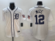Men's Detroit Tigers #12 Mize White Nike Game Stitched Jersey