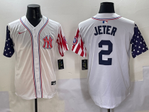 Men's New York Yankees #2 Derek Jeter White American Style Limited Stitched Jersey