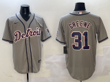 Men's Detroit Tigers #31 Riley Greene Grey Nike Game Stitched Jersey