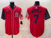 Men's New York Yankees #7 Mickey Mantle Red American Style Limited Stitched Jersey