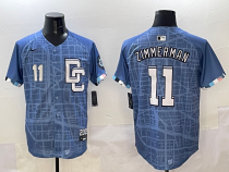 Men's MLB Washington Nationals #11 Zimmerman Blue 2025 City Connect Limited Jersey