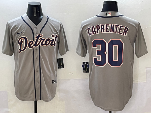 Men's Detroit Tigers #30 Kerry Carpenter Grey Nike Game Stitched Jersey