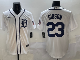 Men's Detroit Tigers #23 Gibson White Nike Game Stitched Jersey