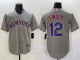 Men's New York Mets #12 Francisco Lindor Grey Stitched Baseball Jersey