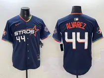 Men's Houston Astros #44 Yordan Alvarez Navy 2025 City Connect With Texas Patch Jersey