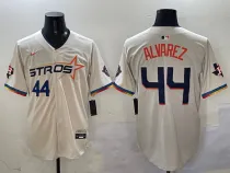 Men's Houston Astros #44 Yordan Alvarez Cream 2025 City Connect With Texas Patch Jersey
