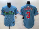 Men's Philadelphia Phillies #3 Bryce Harper Light Blue Phanatic Limited Stitched Jersey