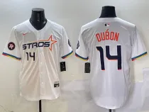 Men's Houston Astros #14 Mauricio Dubón White 2025 City Connect Limited Stitched Jersey