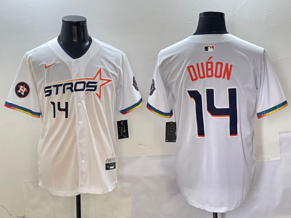 Men's Houston Astros #14 Mauricio Dubón White 2025 City Connect Limited Stitched Jersey