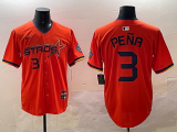 Men's Houston Astros #3 Jeremy Peña Orange 2025 City Connect Limited Stitched Baseball Jersey