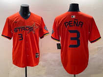 Men's Houston Astros #3 Jeremy Peña Orange 2025 City Connect Limited Stitched Baseball Jersey