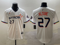 Men's Houston Astros #27 Jose Altuve White 2025 City Connect Limited Stitched Baseball Jersey