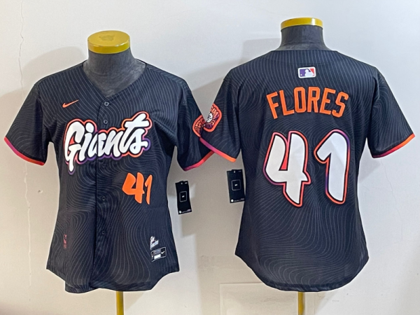 Women San Francisco Giants #41 Flores Anthracite 2025 City Connect Limited Jersey