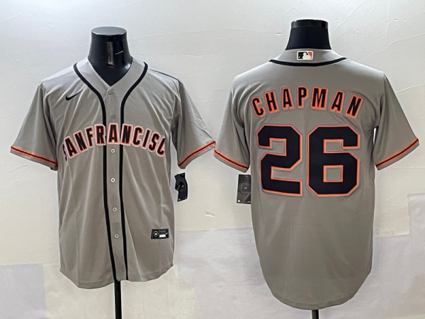 Men's San Francisco Giants #26 Matt Chapman Grey Stitched Baseball Jersey
