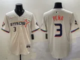 Men's Houston Astros #3 Jeremy Peña Cream 2025 City Connect With Texas Patch Limited Jersey