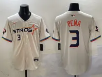 Men's Houston Astros #3 Jeremy Peña Cream 2025 City Connect With Texas Patch Limited Jersey